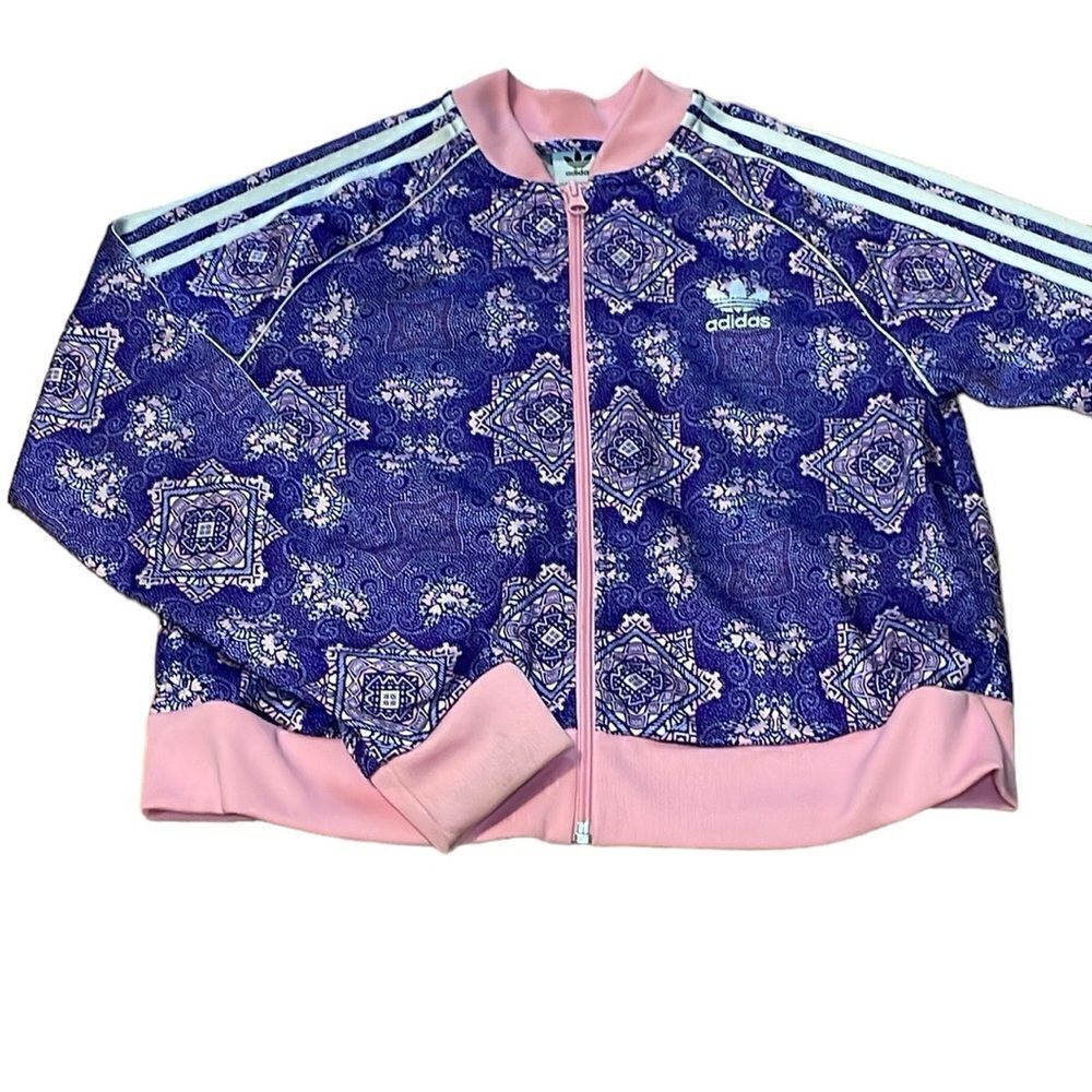 Girl’s Adidas Purple Pink Jacket, three stripe, Large